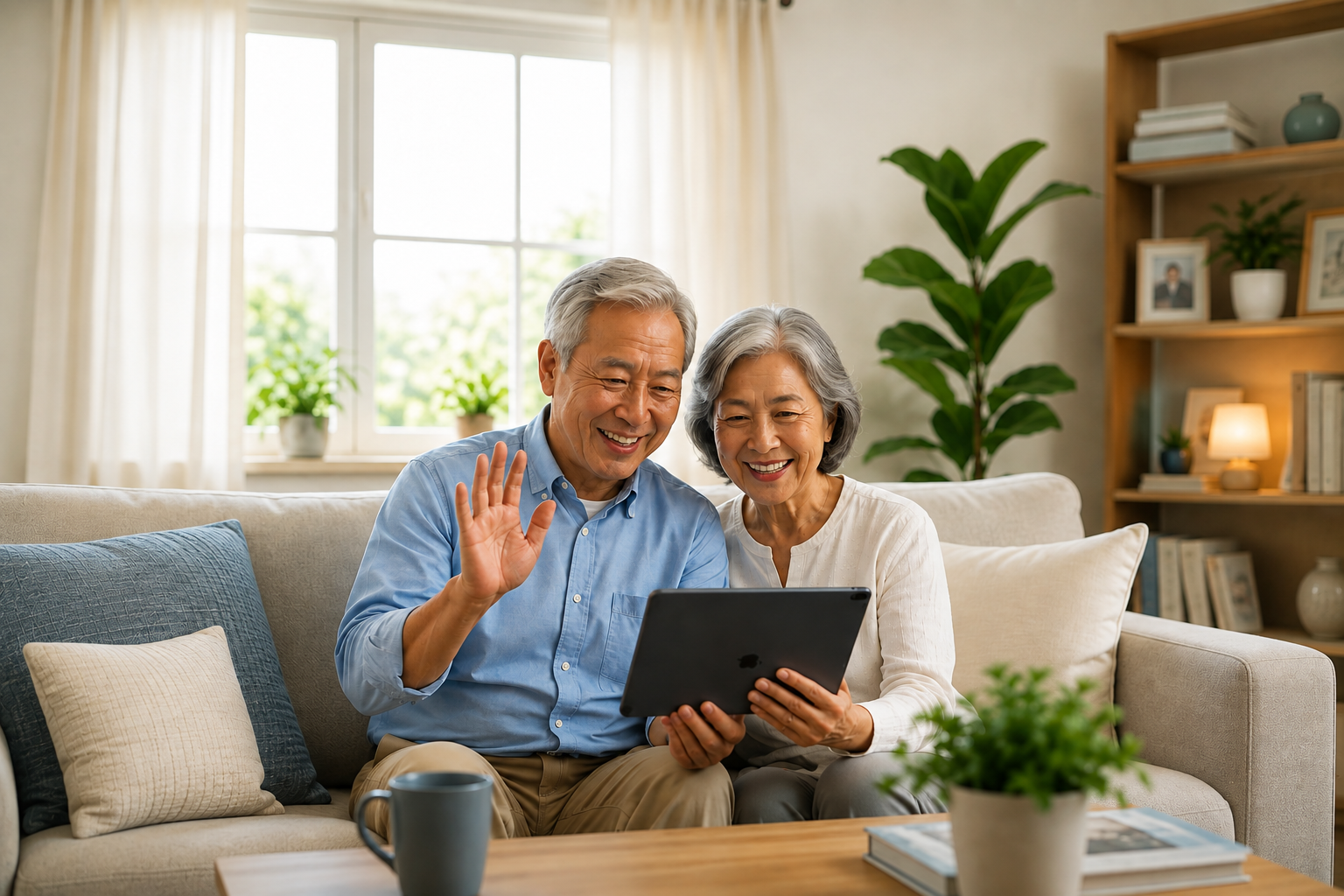 Grandparents enjoying reliable home internet with Pacific Web
